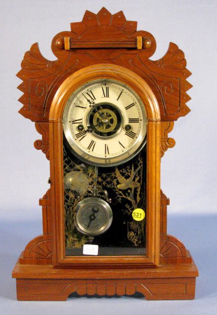 Waterbury Corona Carved Parlor Clock w/Alarm