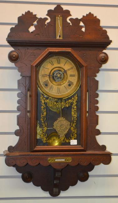 Antique Walnut Hanging Kitchen Clock