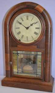 Antique Veneered Round Top Shelf Clock