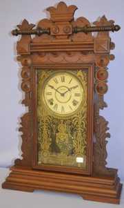 Antique Ingraham Walnut “Ingot” Kitchen Clock