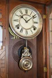 Antique Waterbury Walnut Hanging Kitchen Clock