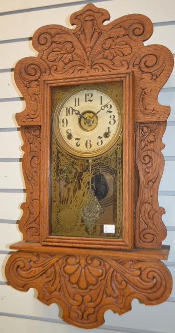 Antique Oak Hanging Kitchen Clock