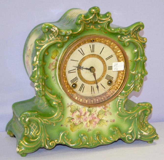 Antique Porcelain Ansonia “Whisper” Mantel Clock