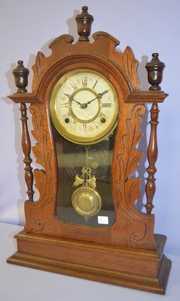 Antique Walnut Geo. B. Owens Kitchen Clock