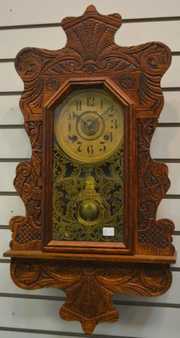 Antique New Haven Oak  Hanging Kitchen Clock