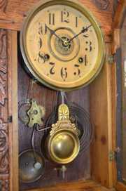 Antique New Haven Oak  Hanging Kitchen Clock