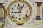 Antique White Enameled “Beulah” Mantel Clock