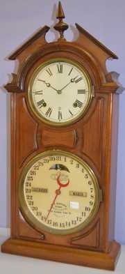 Antique Walnut Ithaca   Calendar Library Clock