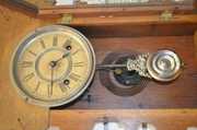 Antique Walnut Stained Oak Hanging Kitchen Clock