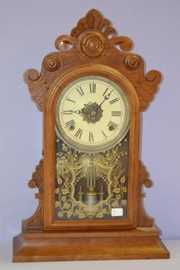 Antique Walnut Gilbert “Parole” Kitchen Clock