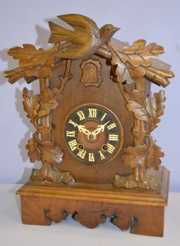 Antique G.H.S. Cuckoo Shelf Clock w/Bird Crest