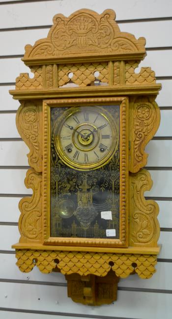 Antique Ornate Carved Hanging Kitchen Clock