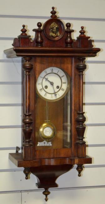 Ornate RA 1/2 Size Wall Clock with Mahogany Case