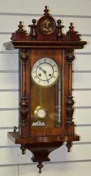 Ornate RA 1/2 Size Wall Clock with Mahogany Case