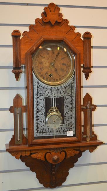 Antique Walnut Hanging Kitchen Clock