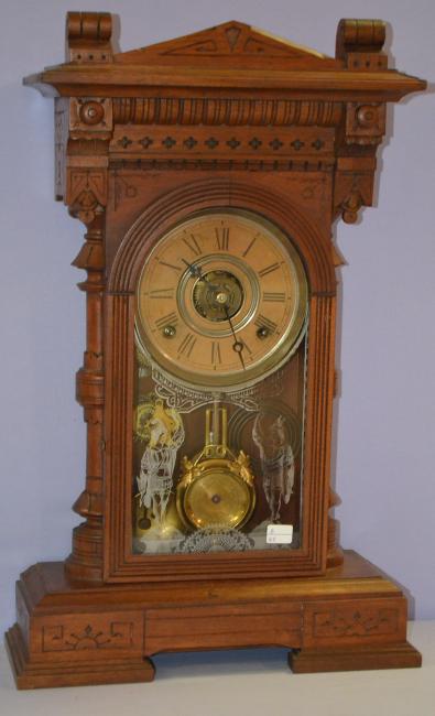 Antique Gilbert “Pandia” Walnut Kitchen Clock