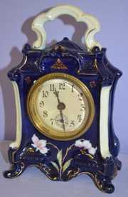 Antique Porcelain Floral Decorated Alarm Clock