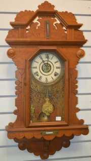 Antique Walnut  Ingraham Hanging Kitchen Clock