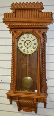 Antique Oak Ansonia “Queen Anne” Wall Clock