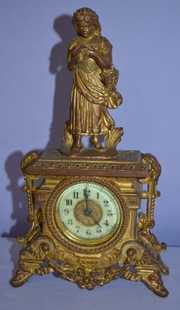 Signed Ansonia “Reader” Miniature Shelf Clock