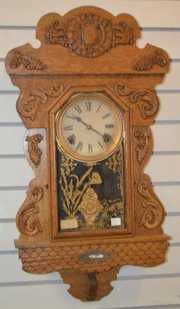 Antique Oak Sessions Hanging Kitchen Clock