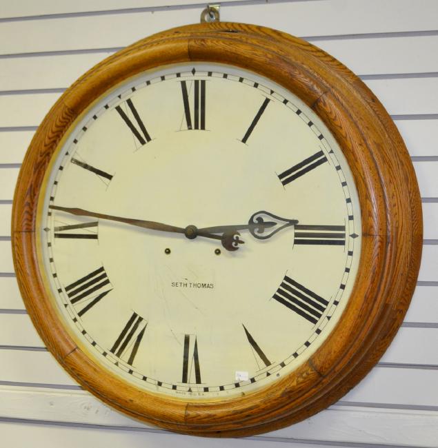 Antique Seth Thomas 24″ Oak Gallery Clock