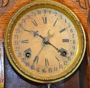 Antique Carved Oak Hanging Calendar Kitchen Clock