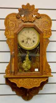 Antique Ornate Carved Hanging Kitchen Clock