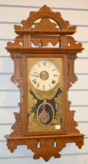 Antique Walnut E.N. Welch Hanging Kitchen Clock