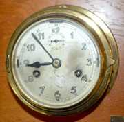 Antique Brass & Walnut Ships Bell Clock/Barometer