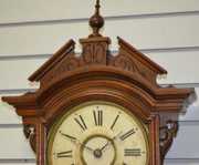 Antique Walnut Geo. B. Owens Wall Regulator Clock