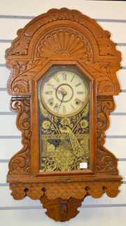 Antique Oak Seth Thomas Hanging Kitchen Clock