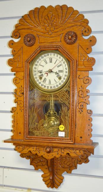 Antique Waterbury  Hanging Calendar Kitchen Clock