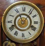 Antique Walnut New Haven “Tagus” Kitchen Clock