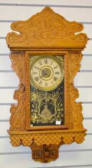 Antique Oak E.N. Welch Hanging Kitchen Clock