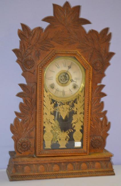 Antique Gilbert “Laurel” Oak Kitchen Clock