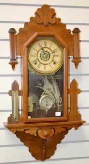 Antique Ornate Waterbury Hanging Kitchen Clock