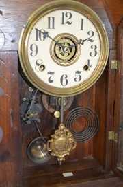 Antique Walnut Gilbert “Owl” Kitchen Clock