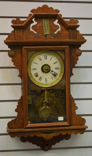 Antique Seth Thomas Walnut Hanging Kitchen Clock