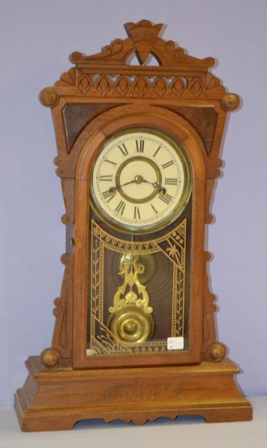 Antique New Haven “Mersey” Walnut Kitchen Clock