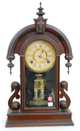 R. Booth Walnut Lady Head Parlor Clock