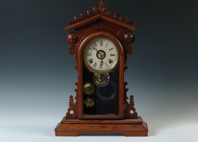 A WELCH WALNUT CASE PARLOR CLOCK