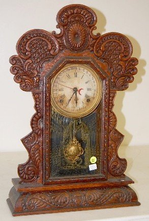 Ingraham Oak “Gila” Calendar Clock