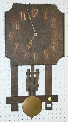 Mission Oak Hanging Wall Clock, National Mfg.