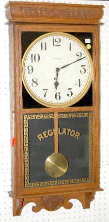 Oak Ingraham Antique Store Regulator Clock