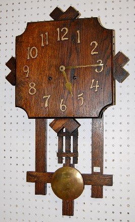 Antique Mission Oak Wall Hanging Clock