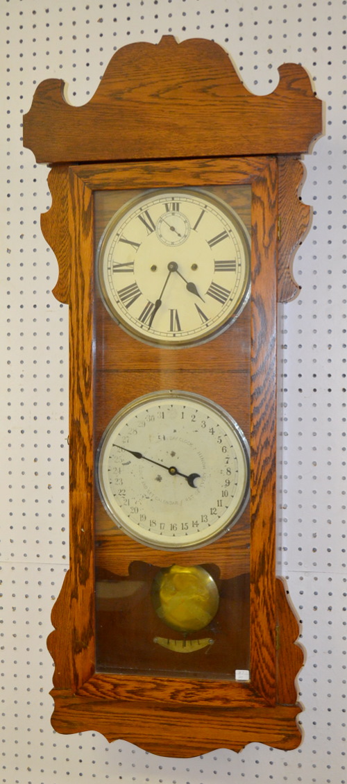 Antique New Haven “Rutland” Variant Oak Calendar Clock