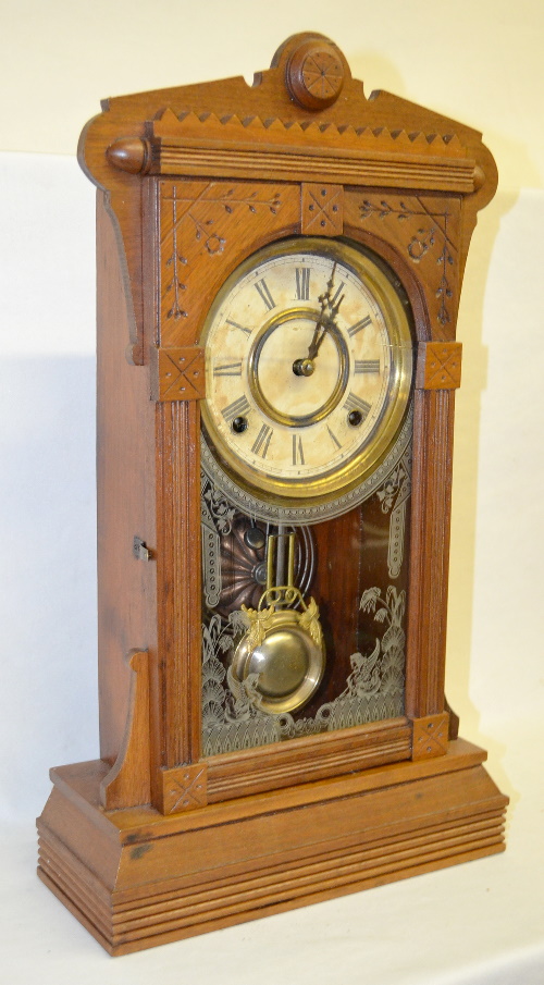 Antique Gilbert “Aldine Variant” Walnut Kitchen Clock