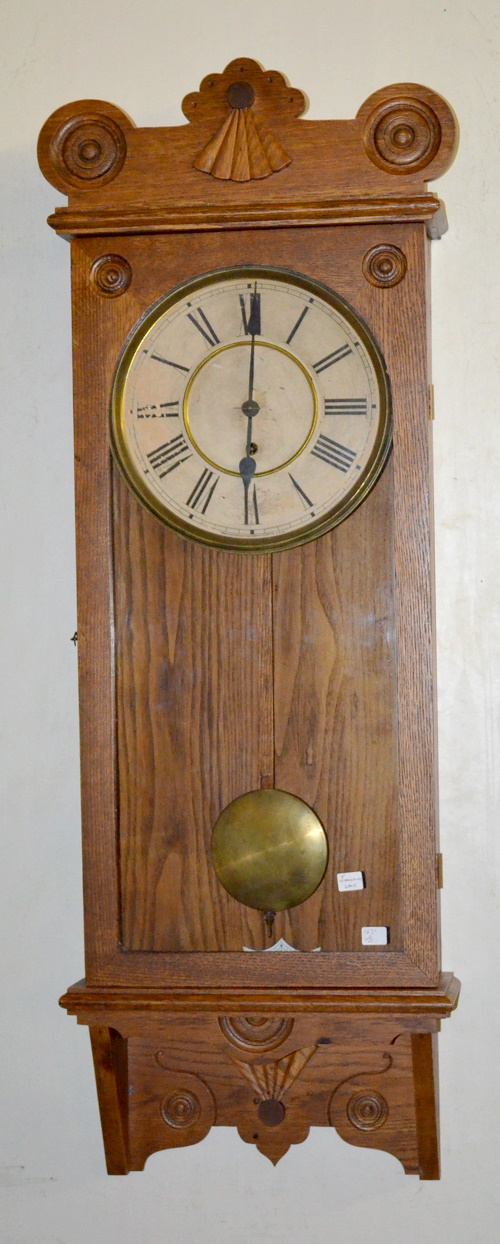 Antique Waterbury Oak “Walton” Wall Regulator