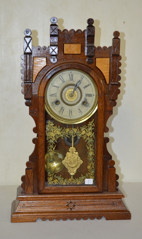 Antique Gilbert Oak Kitchen Clock